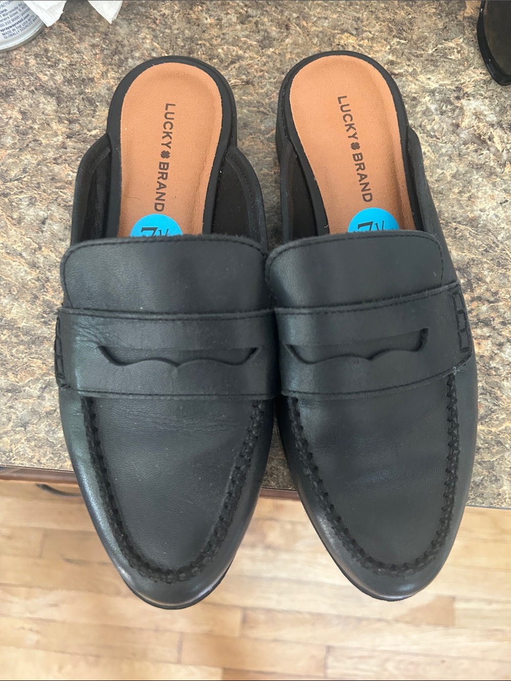 Lucky Brand Black Leather Slip-On Penny Loafers